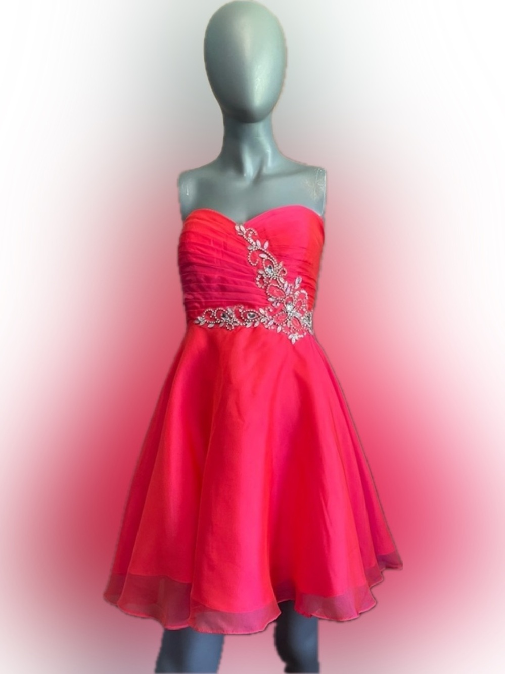 Hannah 12 Pink Embellished Ruched Strapless Prom Dress Special Occasion NWOT